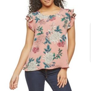Tops - Floral Crepe Knit Top for juniors Tops - Floral Crepe Knit Top for juniors